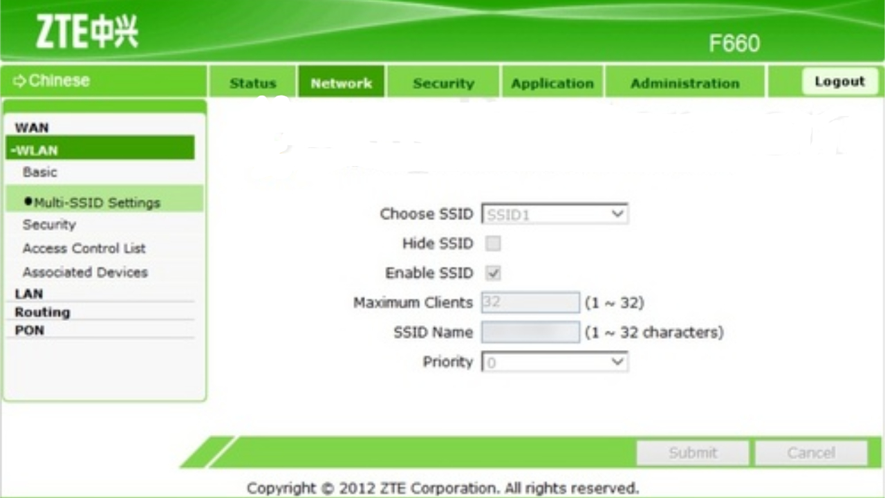 ZTE Router SSID change
